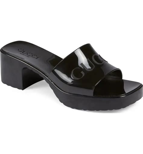 gucci womens rubber slide sandals|Gucci rubber platform sandals.